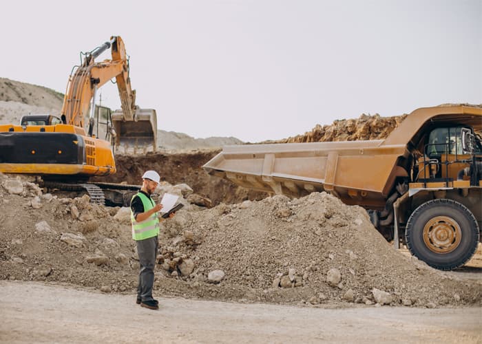 Man working highway construction