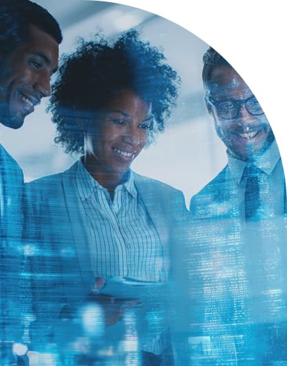 Local government employees looking at ai-powered data insights