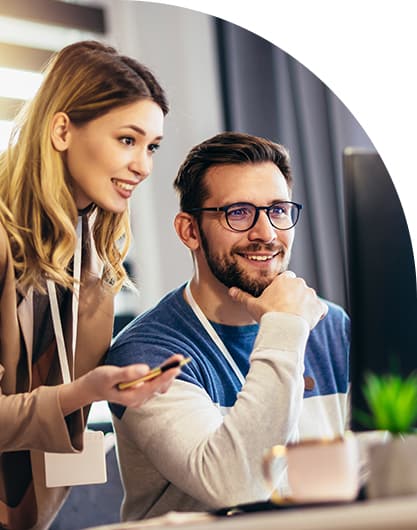 Colleagues enthusiastically reviewing areas for digital growth and maturity