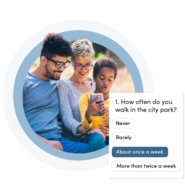 Family holding a phone, GXI foundations