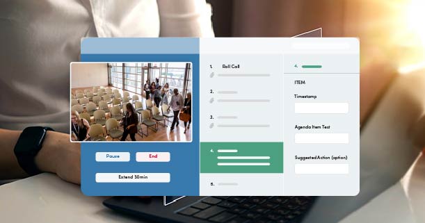 Woman watching meeting video on laptop