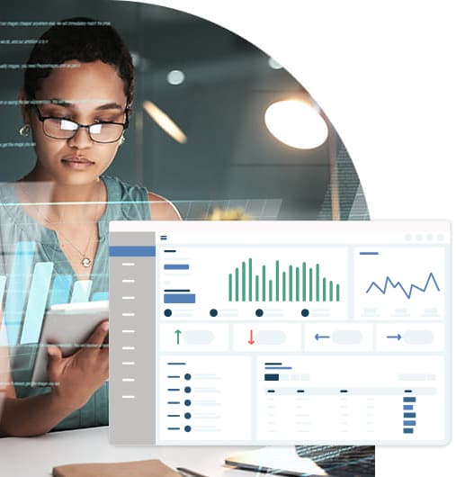 Female government employee analyzing data