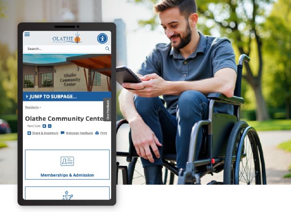A resident of Olathe, Kansas using their online digital service portal powered by Granicus' Service Cloud.