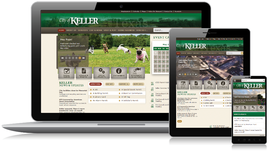 The City of Keller mobile-responsive website design